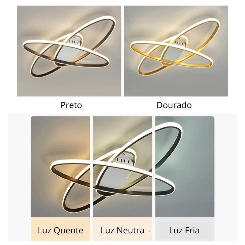 Lustre Luminária de Teto Elipse  Minimalista Com Controle Remoto e App para Celular