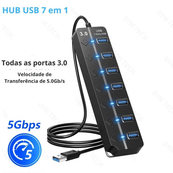 HUB USB 3.0 - 7 Portas LEDZ
