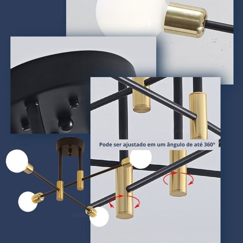 Lustre Luminária de Teto Candelabro Ledz