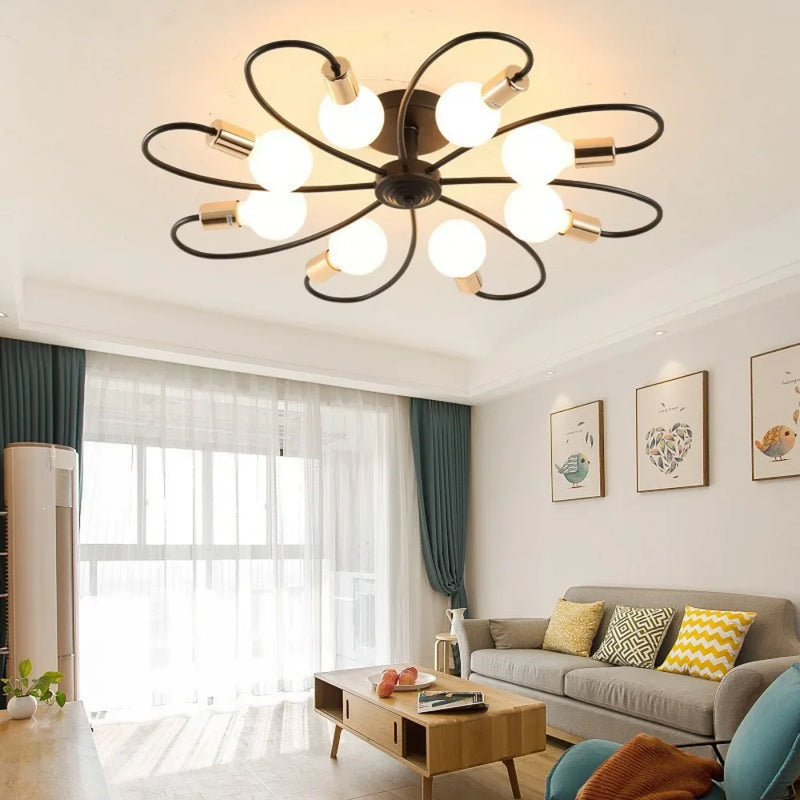 Lustre Luminária de Teto Sputnik Estilo Flower - 3/6/8 Lâmpadas