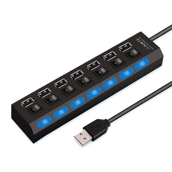 HUB Régua USB 2.0 com 7 Portas LEDZ