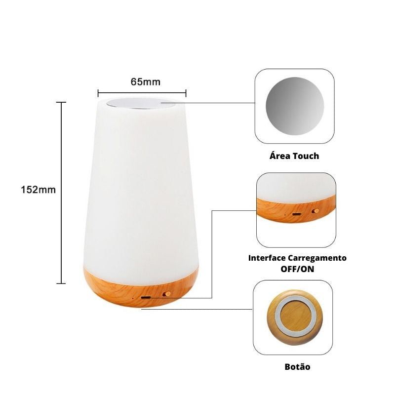 Luminária Touch USB - 13 Cores e 5 Intensidades